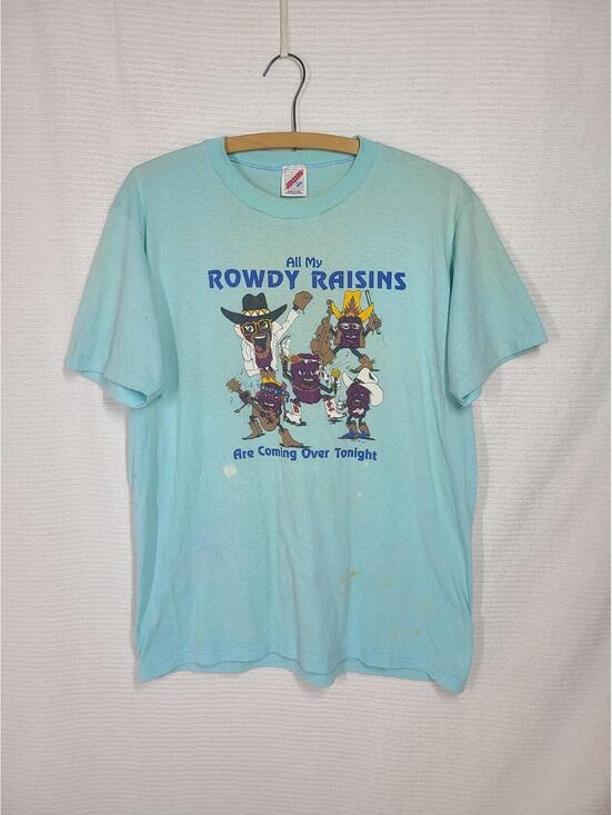 JERZEES Other - Vtg California Raisins Shirt Worn USA Jerzees 50/50 Tee L 23x28 Blue Retro 80s